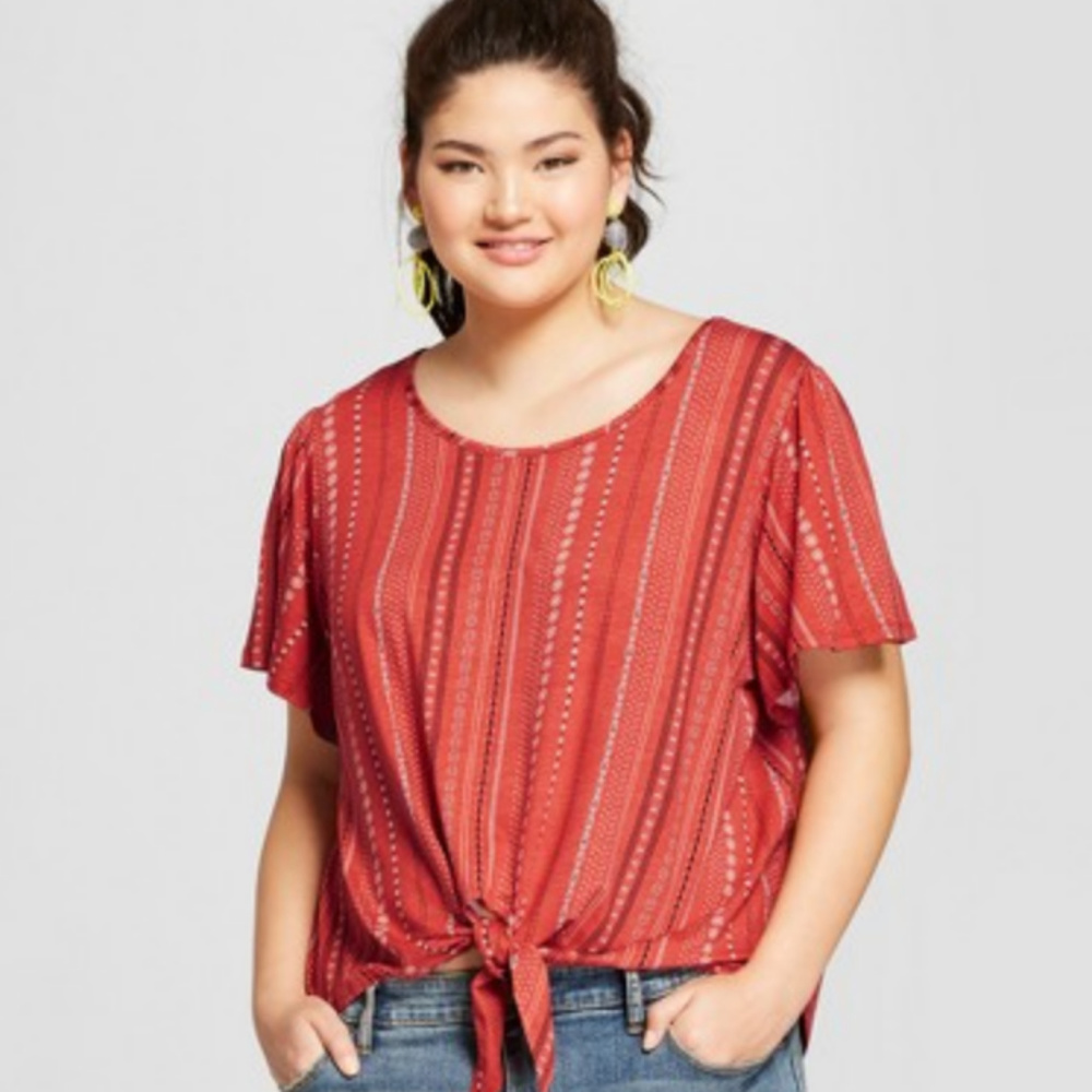 Xhilaration Tie Front Tee Shirt NWOT